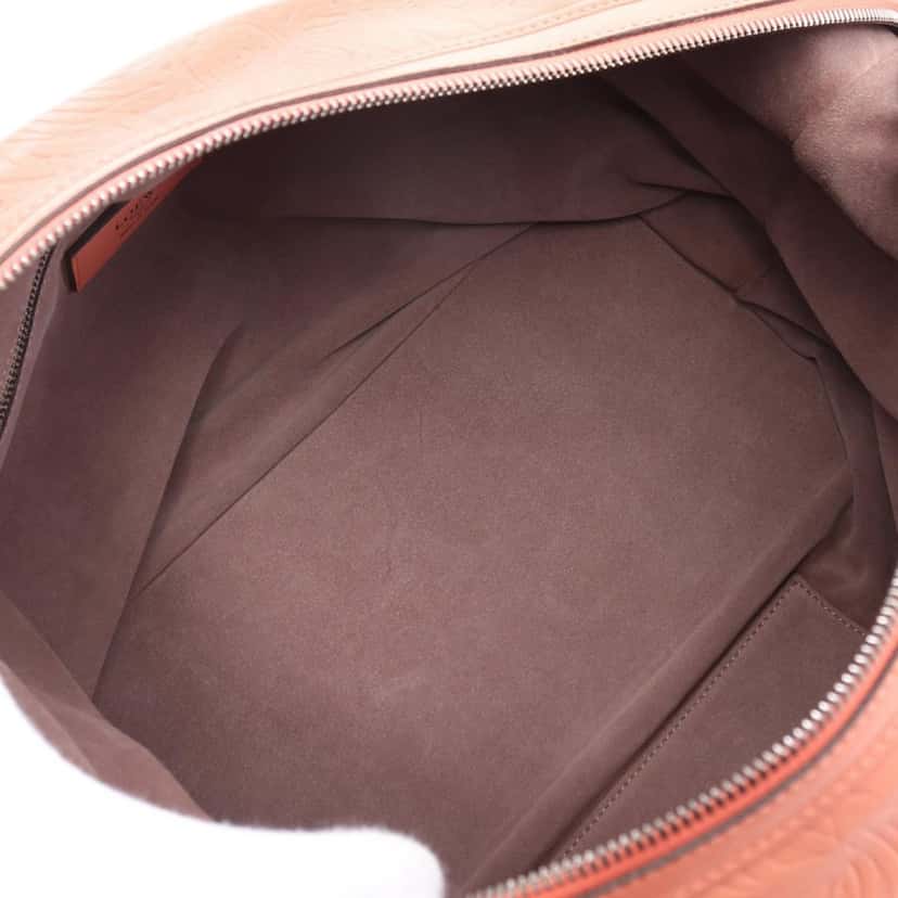 Loewe Embossed Leather Anagram Boston Bag Pink Leather Good condition - Model View