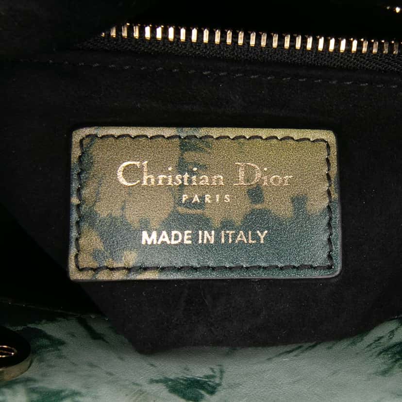 Dior Mini Calfskin Tie-Dye Lady Dior Green Leather Good condition - Box View