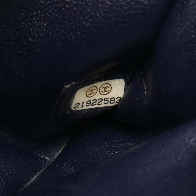 Chanel CC Quilted Lambskin Pushlock Single Flap Blue Leather Good condition - Box View