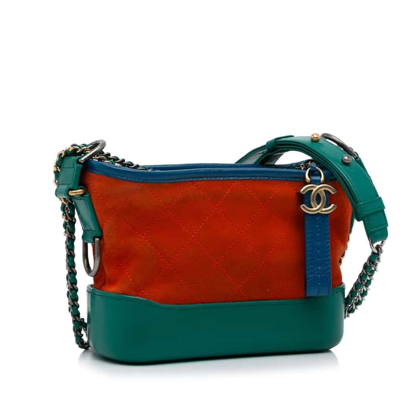 Chanel Small Suede Gabrielle Crossbody Orange Leather Good condition - Back View
