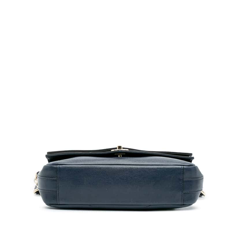 Chanel Mini Quilted Sheepskin Double Chevron Flap Blue Leather Good condition - Inside View