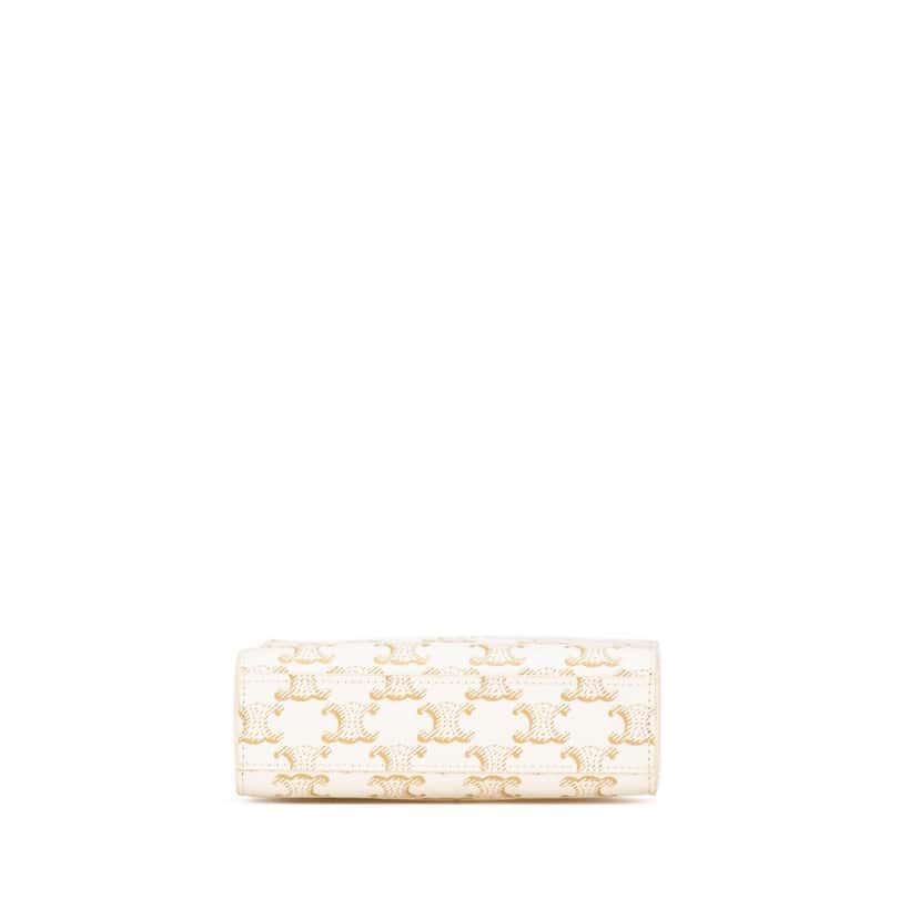 Celine Mini Triomphe Coated Canvas Vertical Cabas Satchel White Canvas Good condition - Inside View