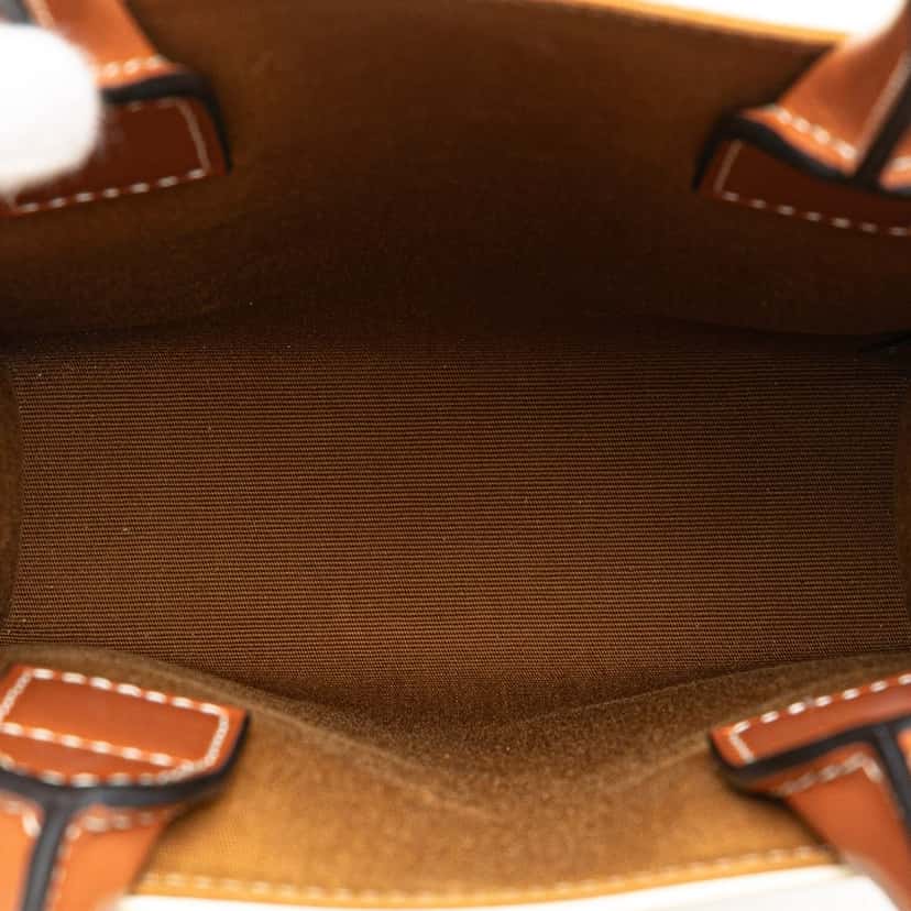 Celine Mini Triomphe Coated Canvas Vertical Cabas Satchel White Canvas Good condition - Model View
