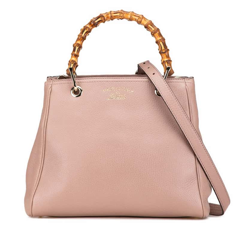 Gucci Small Calfskin Bamboo Shopper Satchel Pink Leather Good condition - Front View
