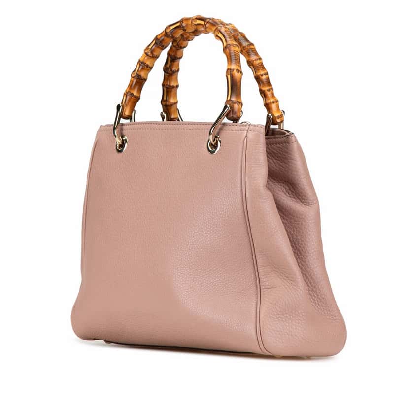 Gucci Small Calfskin Bamboo Shopper Satchel Pink Leather Good condition - Back View