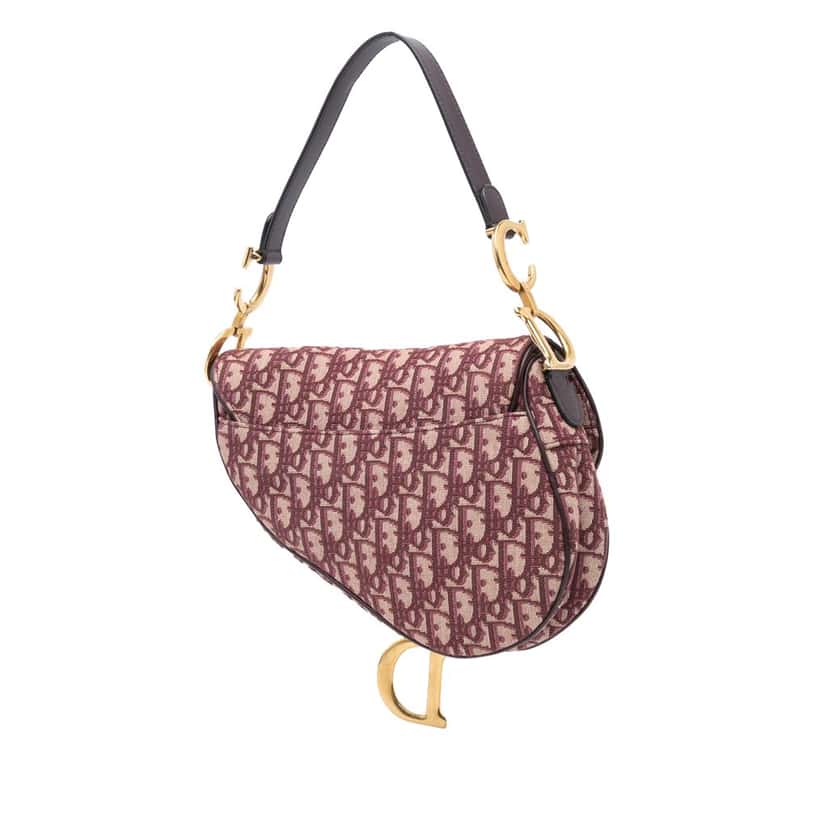 Dior Oblique Canvas Saddle Bag Red Canvas Good condition - Back View