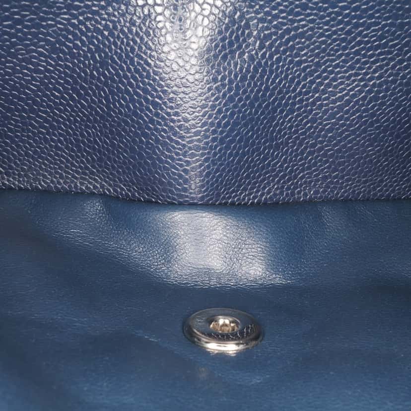 Chanel Jumbo Classic Caviar Double Flap Blue Leather Good condition - Box View
