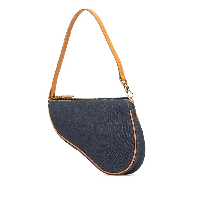 Dior Mini Denim Saddle Pochette Blue Denim Very good condition - Back View