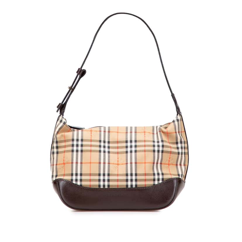 Burberry Haymarket Check Canvas Shoulder Bag Brown Canvas Good condition - Front View