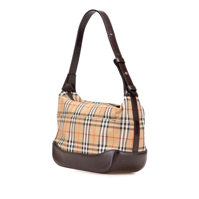 Burberry Haymarket Check Canvas Shoulder Bag Brown Canvas Good condition - Back View