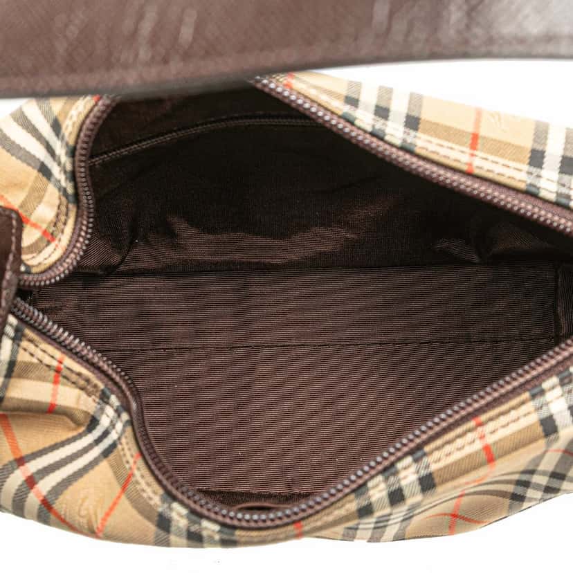 Burberry Haymarket Check Canvas Shoulder Bag Brown Canvas Good condition - Model View