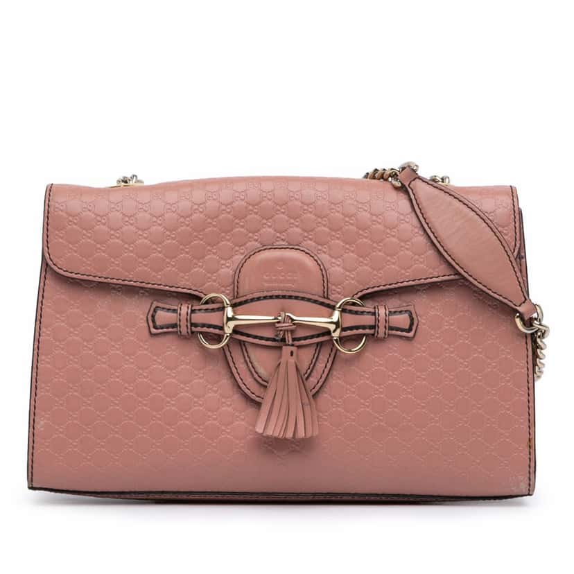 Gucci Medium Microguccissima Emily Shoulder Bag Pink Leather Fair condition - Front View