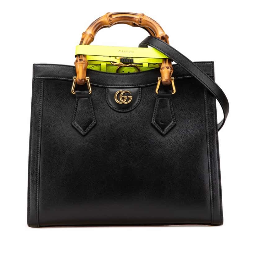 Gucci Small Leather Bamboo Diana Satchel Black Leather Good condition - Front View