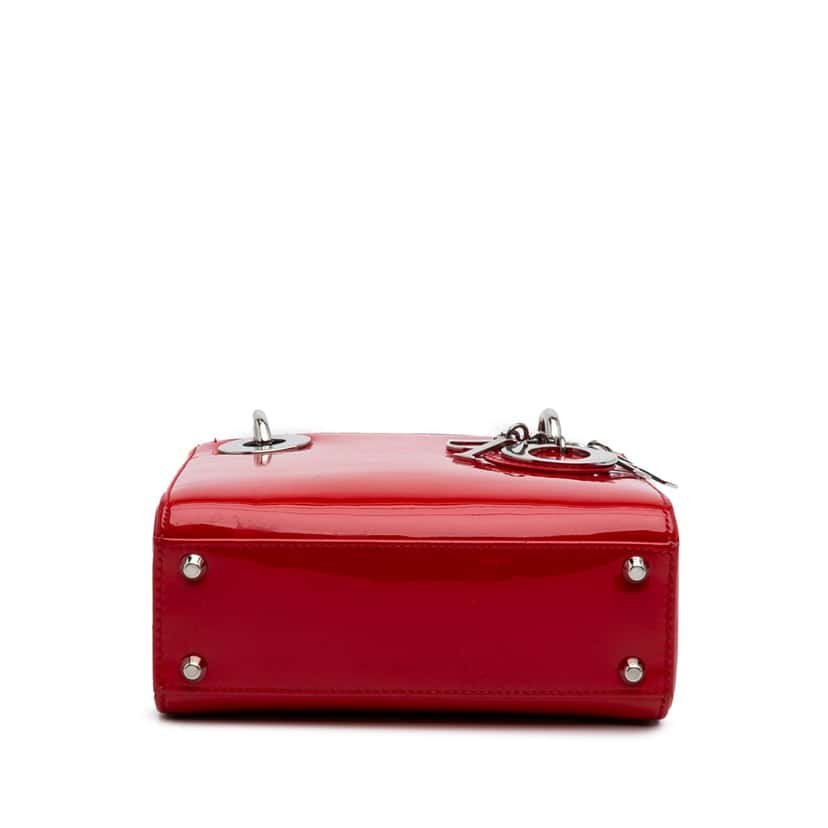 Dior Mini Patent Lady Dior Red Leather Fair condition - Inside View