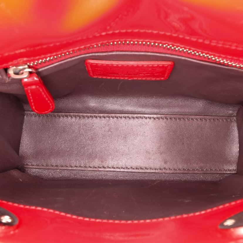 Dior Mini Patent Lady Dior Red Leather Fair condition - Model View