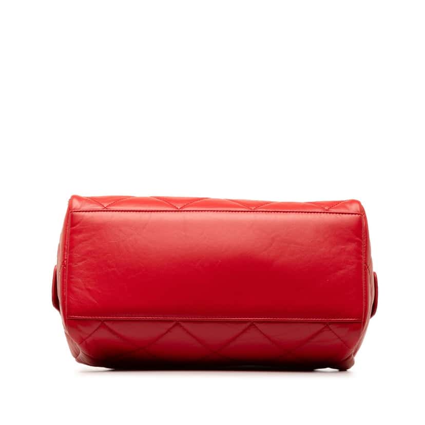 Chanel Small Aged Calfskin Express Bowling Satchel Red Leather Good condition - Model View