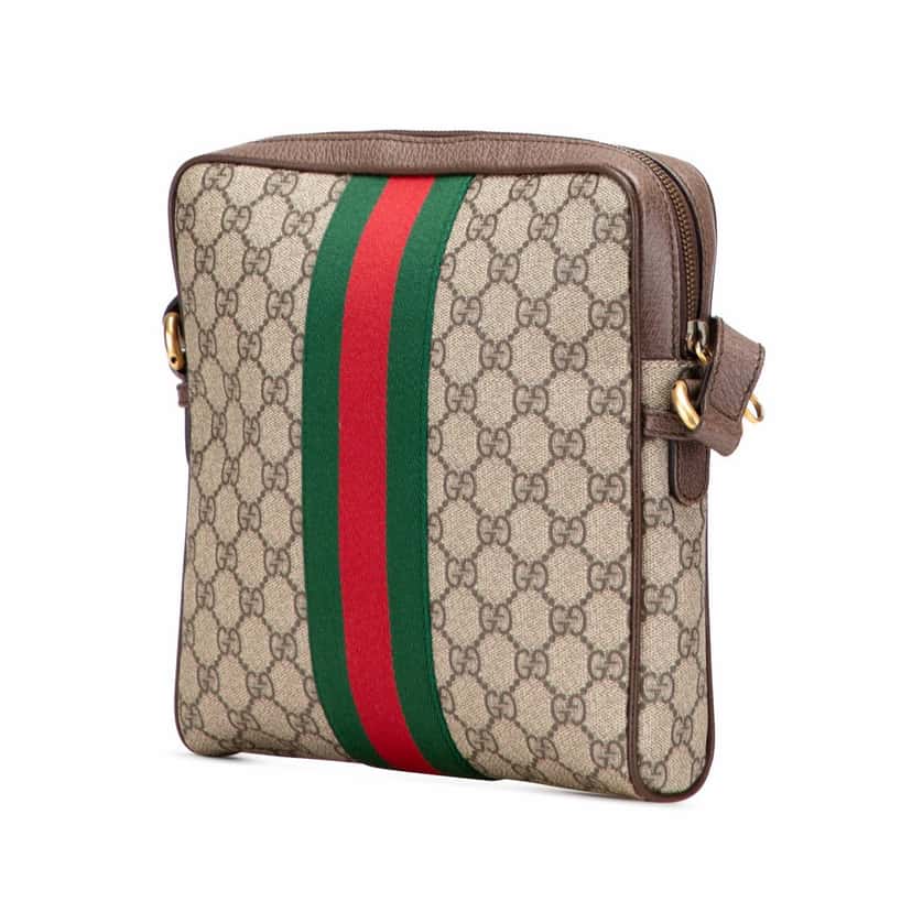 Gucci Small GG Supreme Web Ophidia Messenger Bag Brown Canvas Good condition - Back View