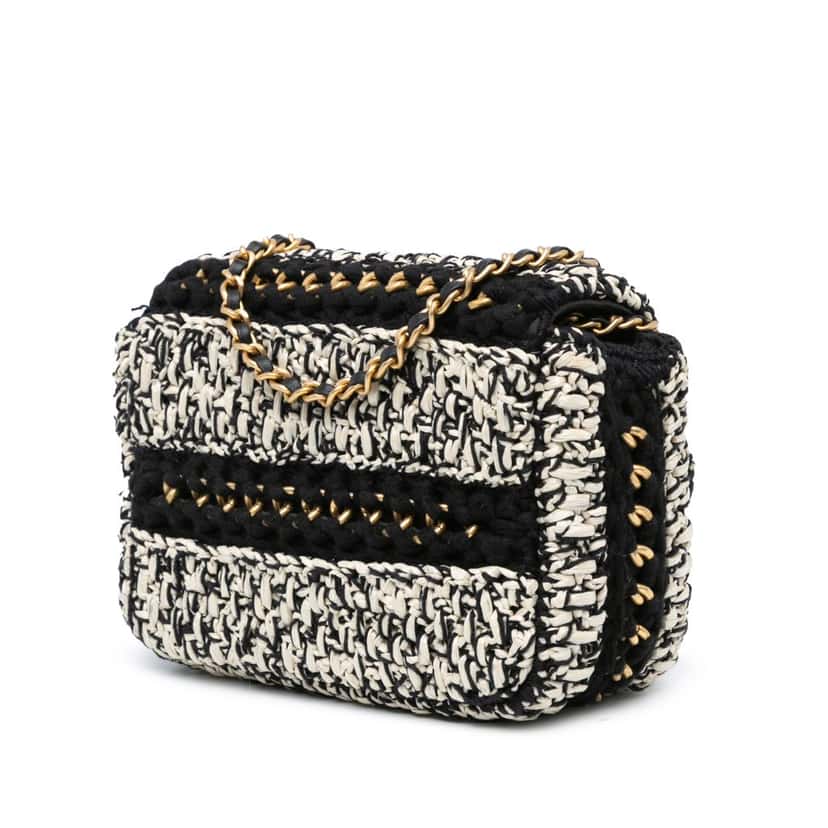 Chanel Raffia Braided with Love Flap White Good condition - Back View