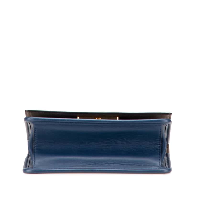 Fendi Small Kan I F Smooth Calfskin Crossbody Blue Leather Good condition - Inside View
