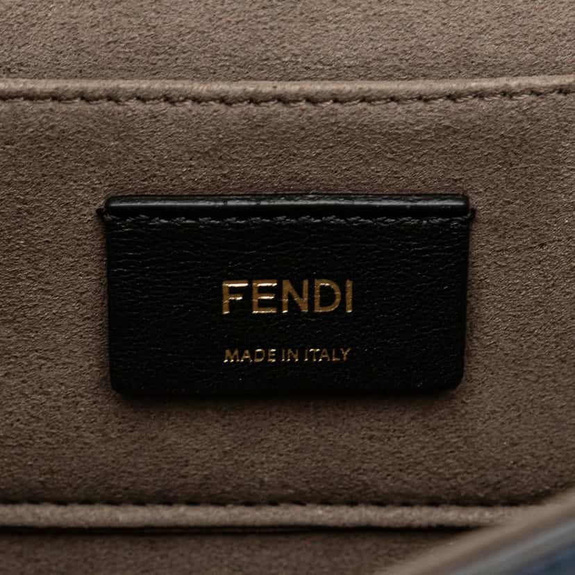 Fendi Small Kan I F Smooth Calfskin Crossbody Blue Leather Good condition - Box View