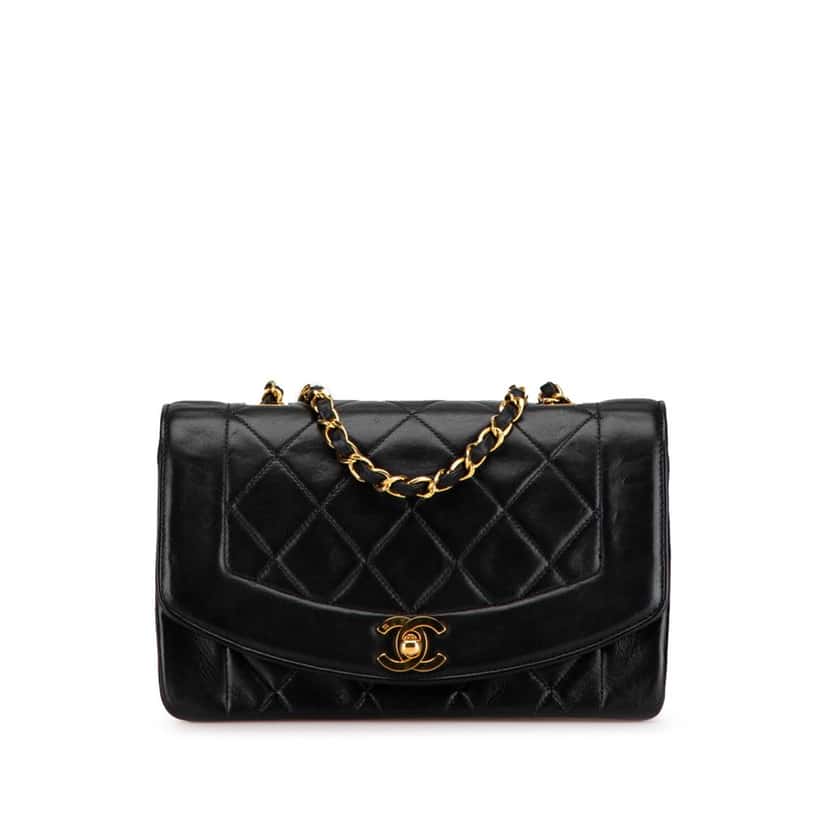 Chanel Small Lambskin Diana Flap Black Leather Good condition - Front View