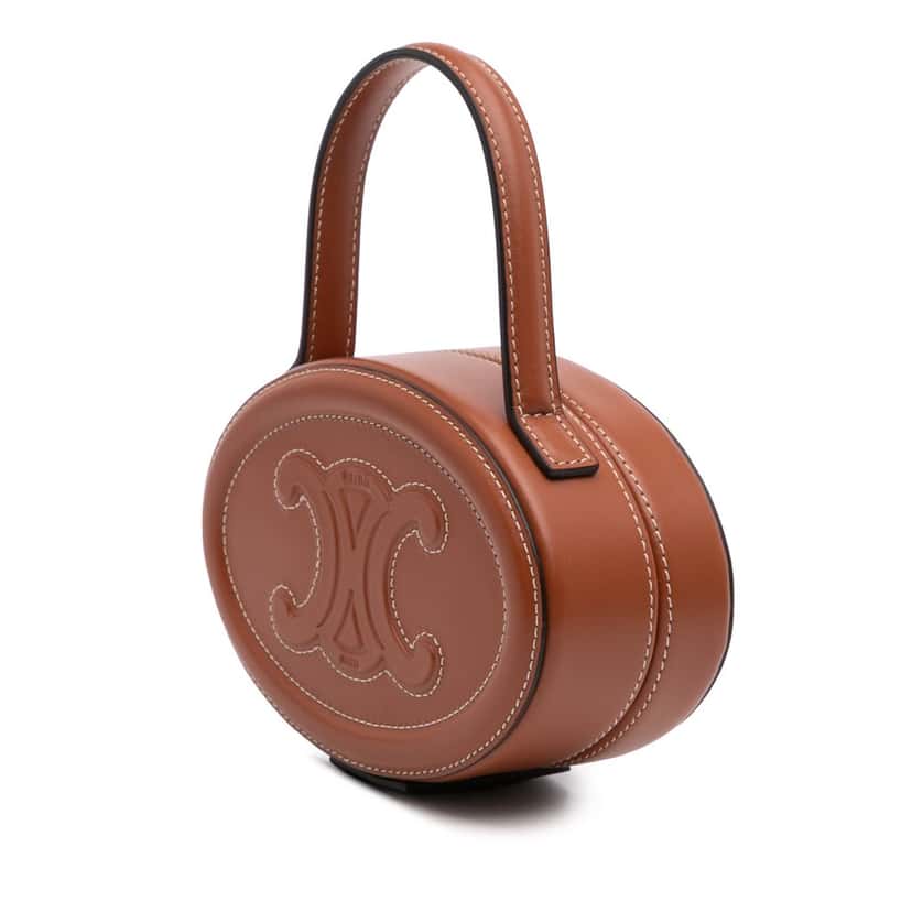 Celine Calfskin Cuir Triomphe Oval Handbag Brown Leather Good condition - Back View