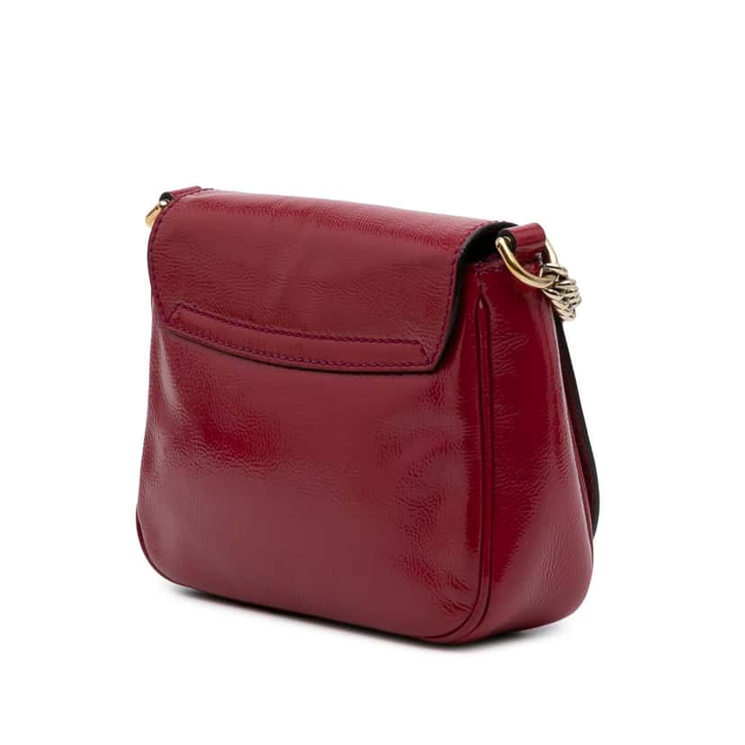 Gucci Small Patent Soho Chain Flap Crossbody Red Leather Good condition - Back View