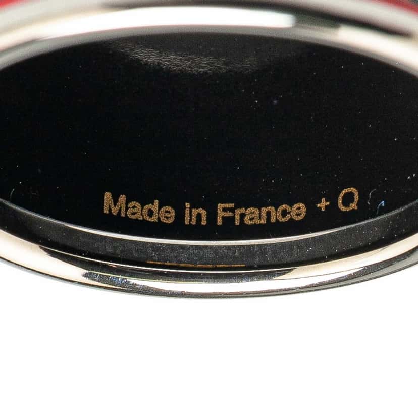 Hermès Enamel and Palladium Plated Brazil Feather Scarf Ring Orange Good condition - Box View