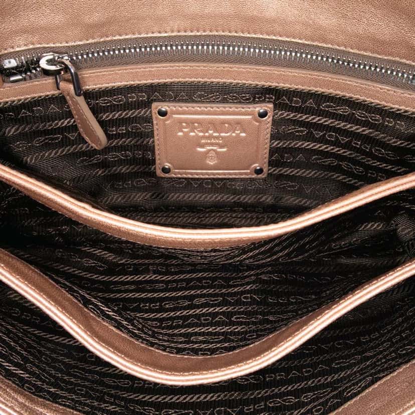 Prada Nappa Ruffle Resin Chain Shoulder Bag Brown Leather Good condition - Model View