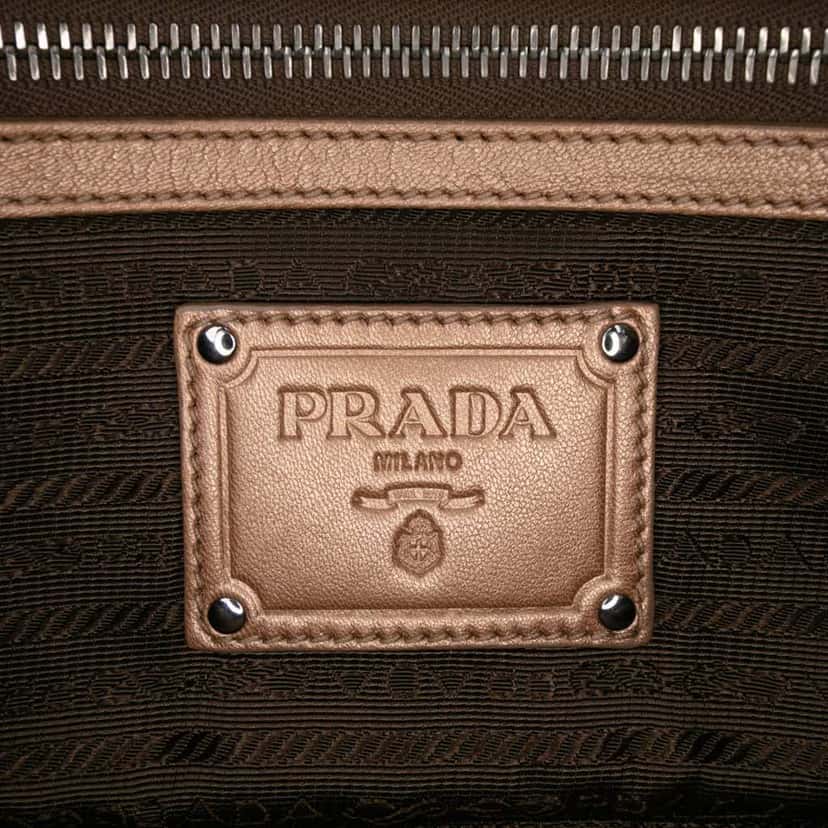Prada Nappa Ruffle Resin Chain Shoulder Bag Brown Leather Good condition - Box View