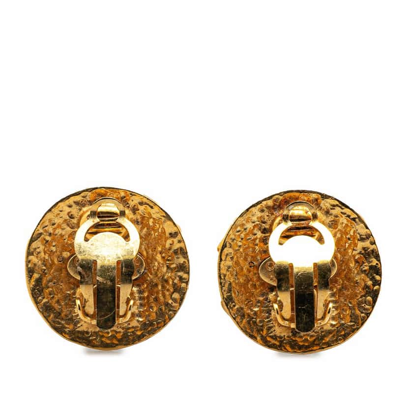 Chanel Gold Plated CC Clip on Earrings Gold Metal Good condition - Back View