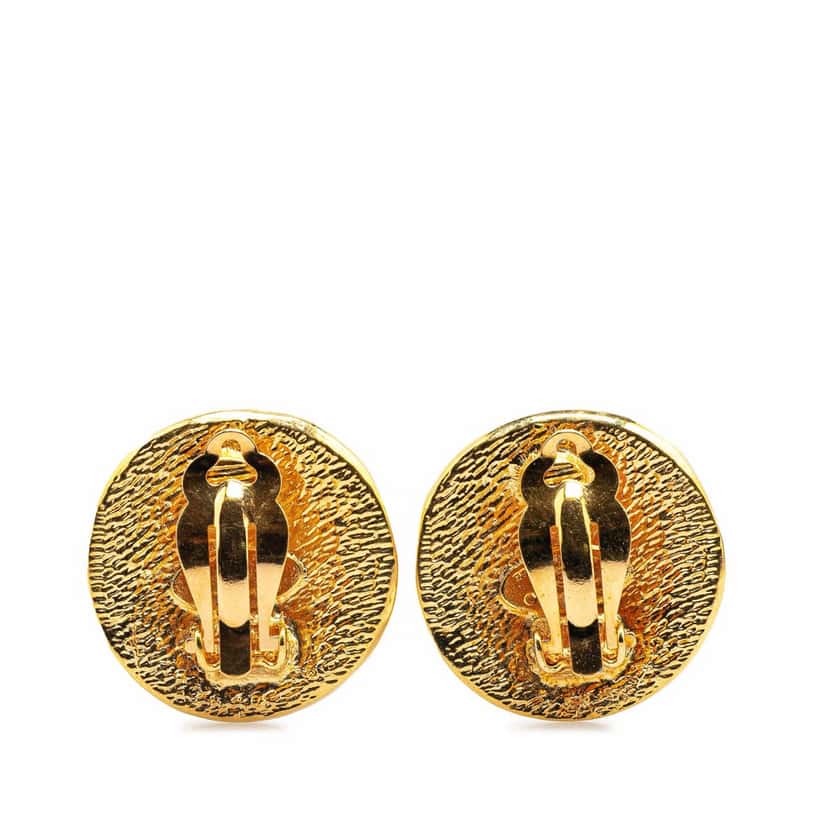 Chanel Gold Plated Rue Cambon Round Clip on Earrings Gold Metal Good condition - Back View