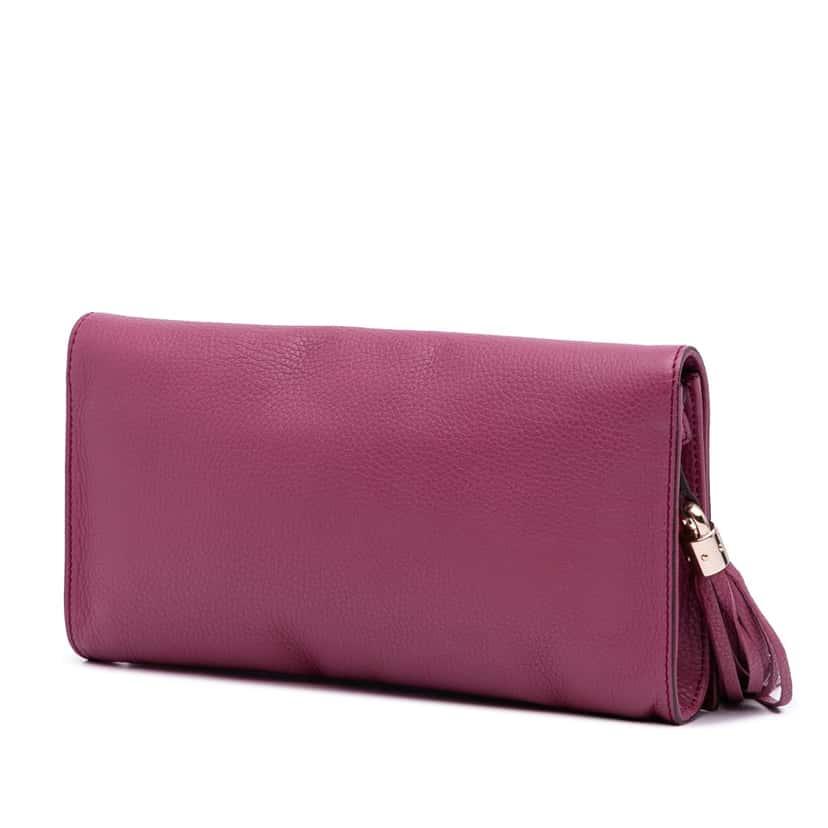 Gucci Leather Soho Disco Clutch Pink Leather Good condition - Back View