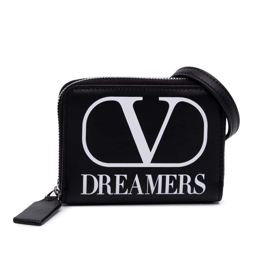 Valentino Leather VLogo Dreamers Neck Wallet Black Leather Good condition - Front View