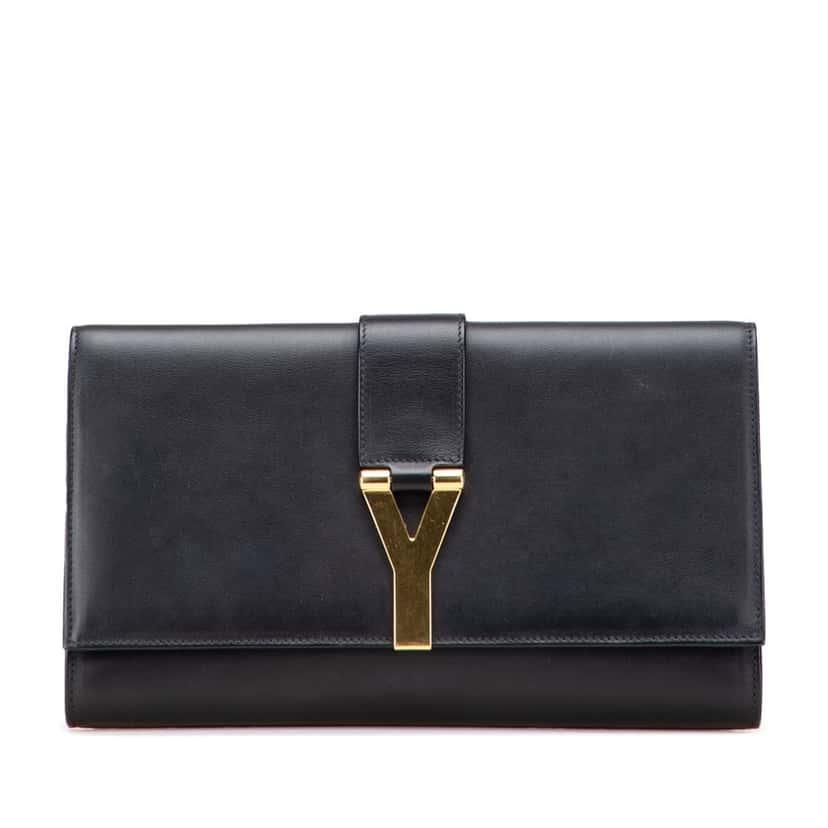 Saint Laurent Leather Ligne Y Clutch Black Leather Good condition - Front View