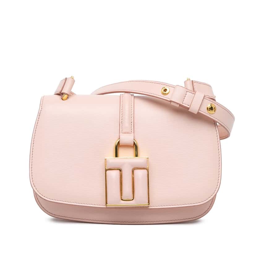 Tom Ford Calfskin Lock Crossbody Pink Leather Very good condition - Front View