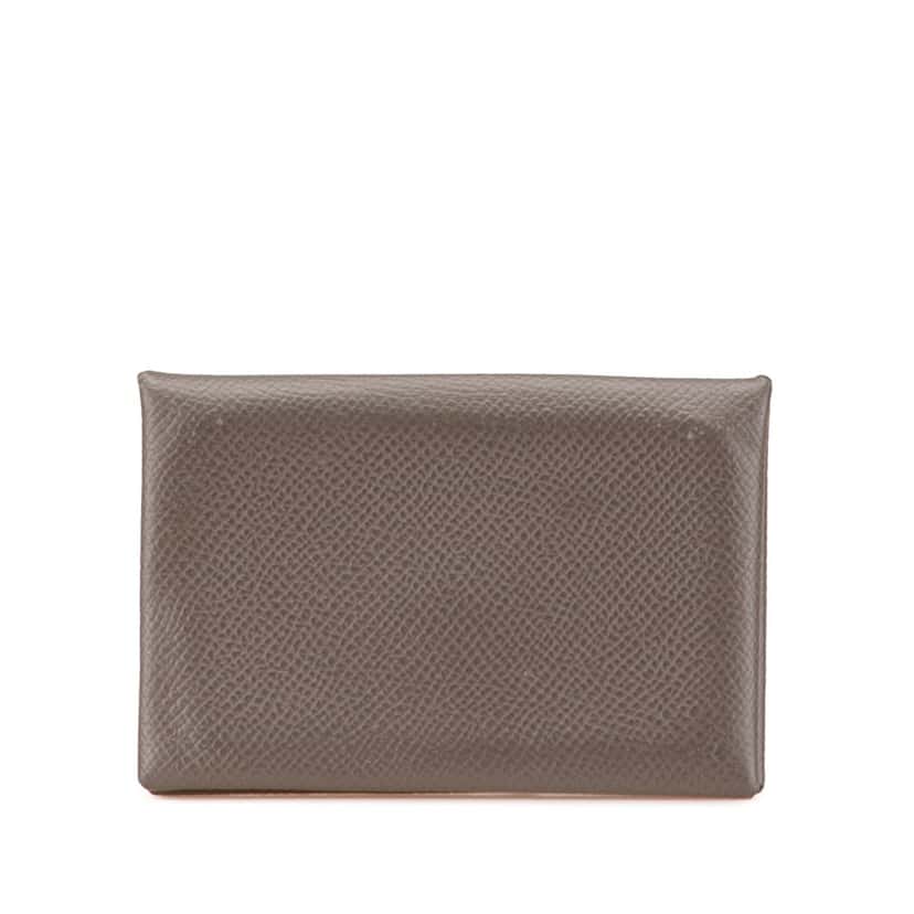Hermès Epsom Calvi Card Holder Brown Leather Good condition - Front View
