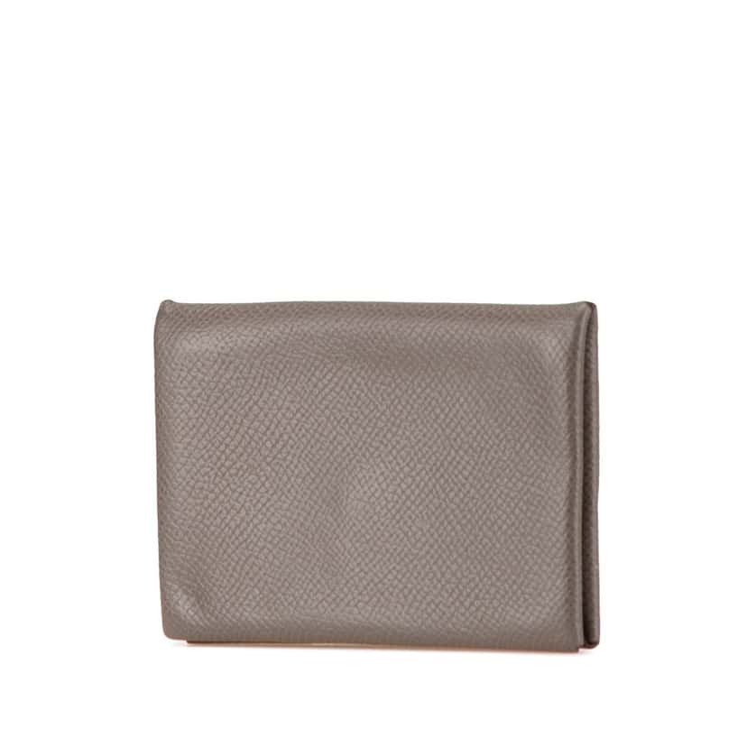 Hermès Epsom Calvi Card Holder Brown Leather Good condition - Back View