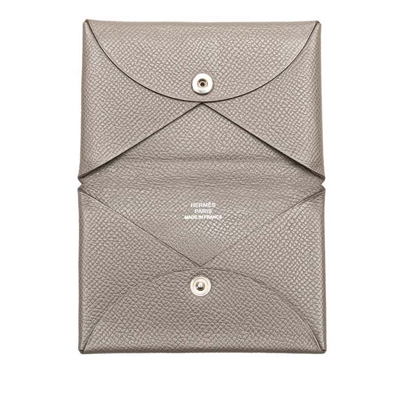 Hermès Epsom Calvi Card Holder Brown Leather Good condition - Model View