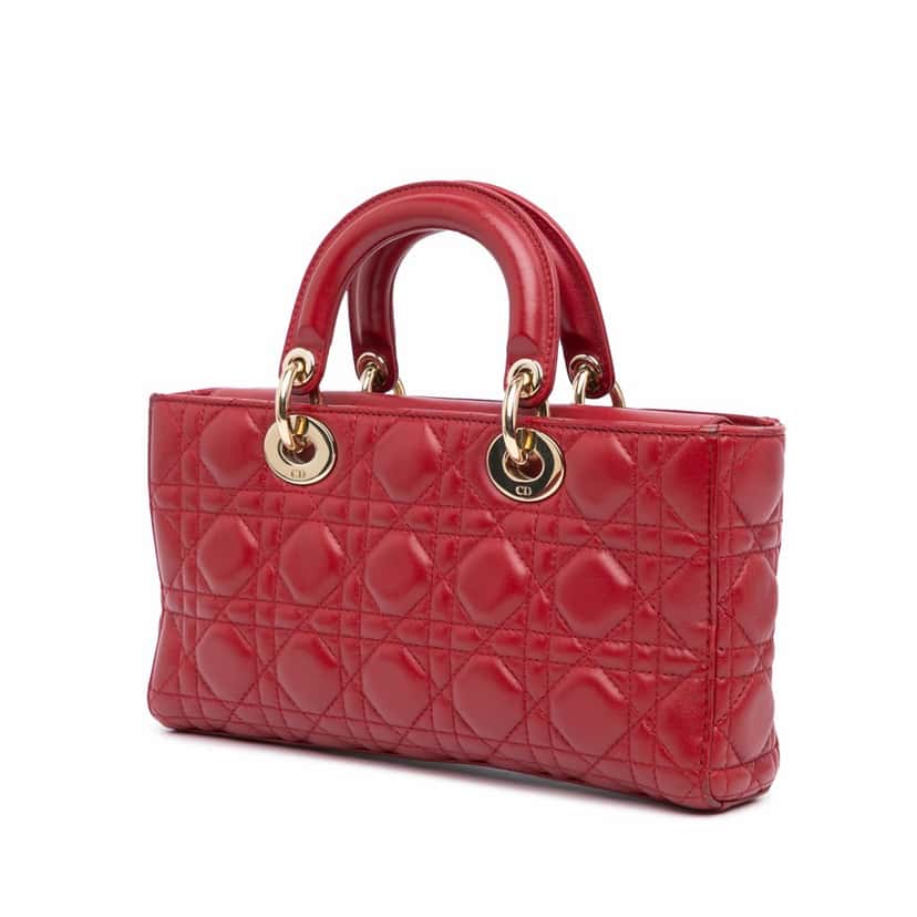 Dior Medium Lambskin Cannage Lady D Joy Red Leather Good condition - Back View