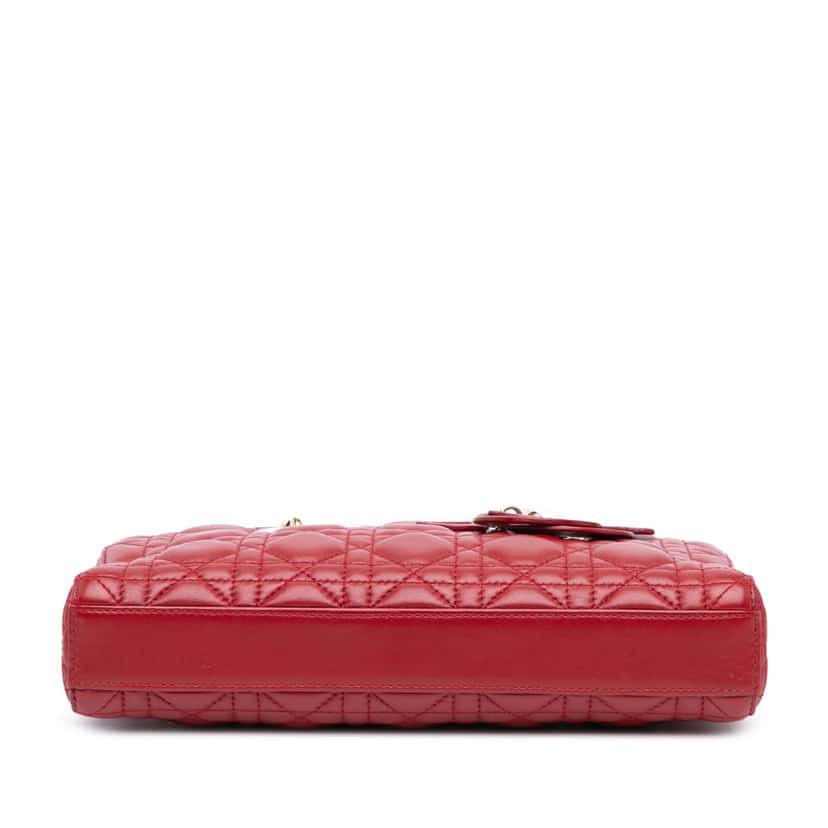 Dior Medium Lambskin Cannage Lady D Joy Red Leather Good condition - Inside View