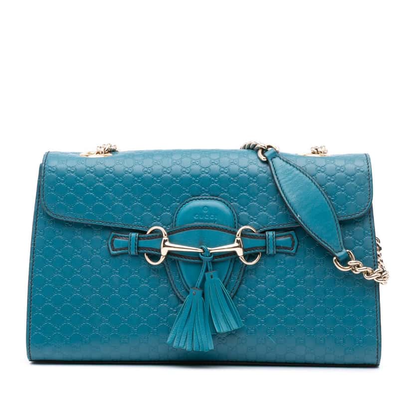 Gucci Medium Microguccissima Emily Shoulder Bag Blue Leather Good condition - Front View