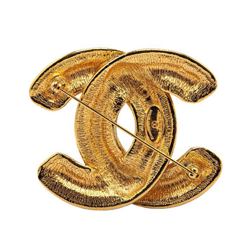 Chanel Gold Plated CC Quilted Brooch Gold Metal Good condition - Inside View