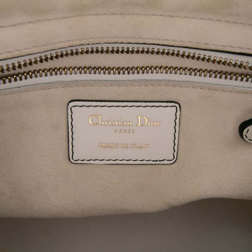 Dior Medium Lambskin Cannage Studded Supple Lady Dior White Leather Good condition - Box View
