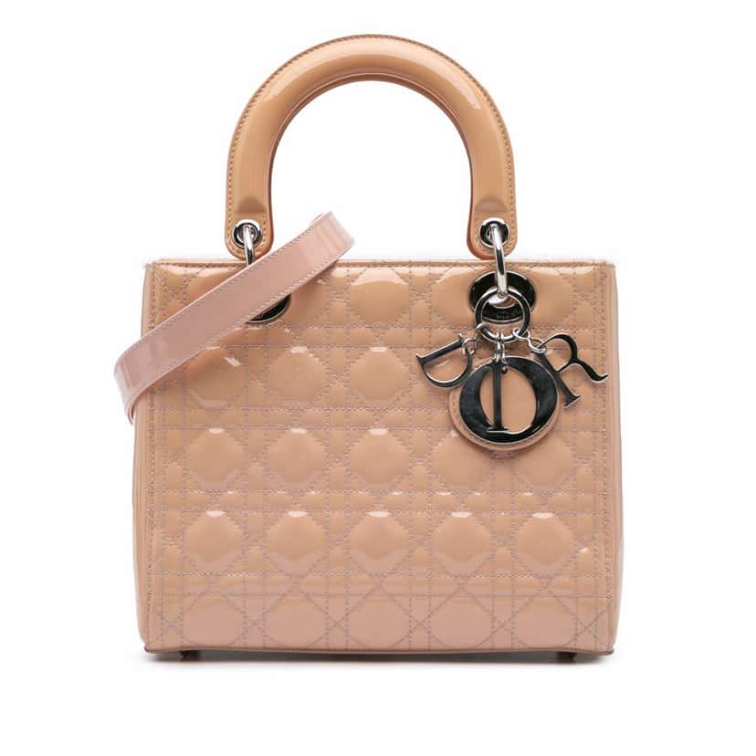 Dior Medium Patent Cannage Lady Dior Brown Leather Good condition - Front View