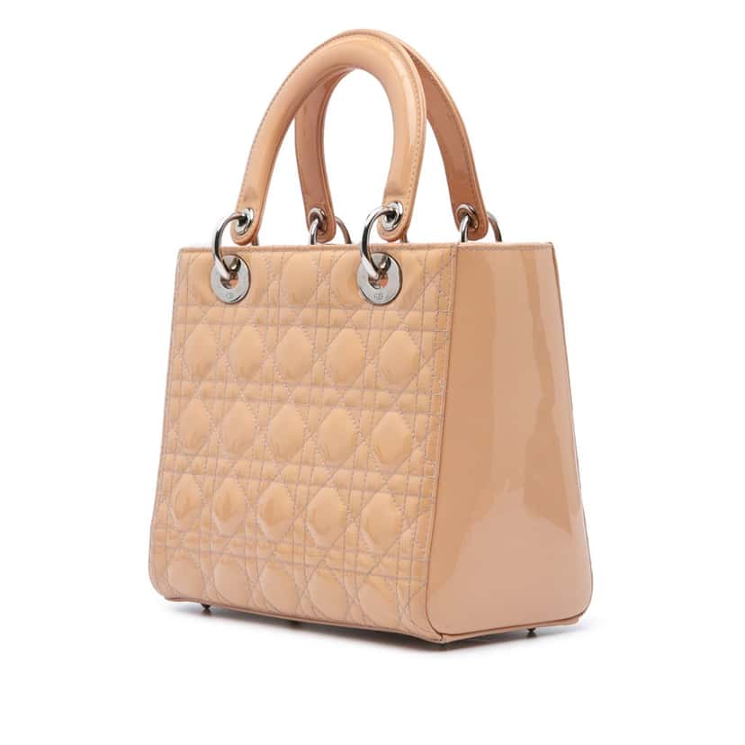 Dior Medium Patent Cannage Lady Dior Brown Leather Good condition - Back View