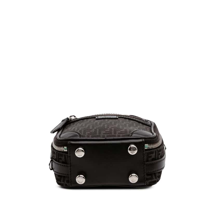 Fendi Mini Zucchino Recycled Jacquard Trolley Satchel Black Canvas Good condition - Inside View