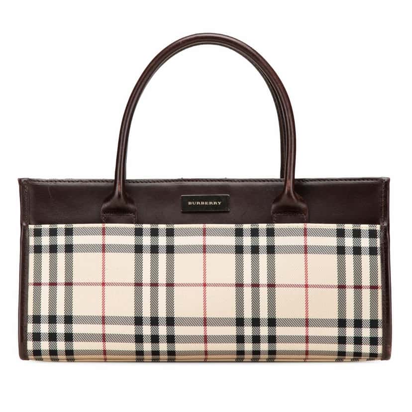 Burberry House Check Canvas Handbag Brown Canvas Good condition - Front View