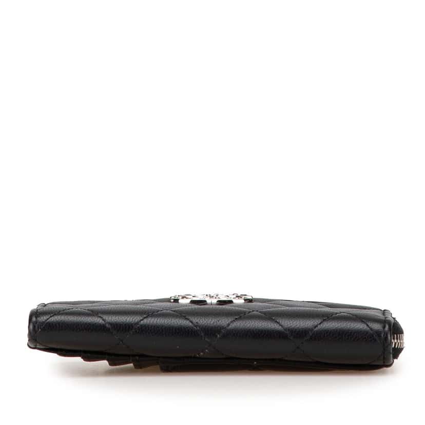 Chanel CC Quilted Lambskin Coin and Card Case Black Leather Good condition - Inside View