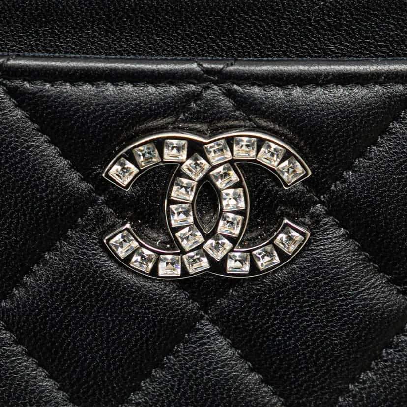 Chanel CC Quilted Lambskin Coin and Card Case Black Leather Good condition - Box View